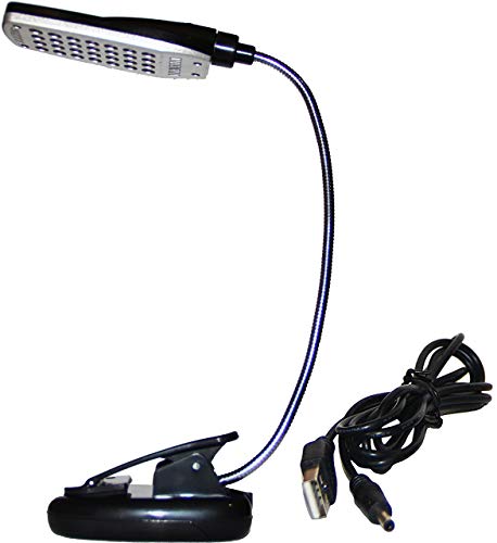 USB Portable Reading Lamp with 28 Bright LED Lights, Flexible Gooseneck and Clip