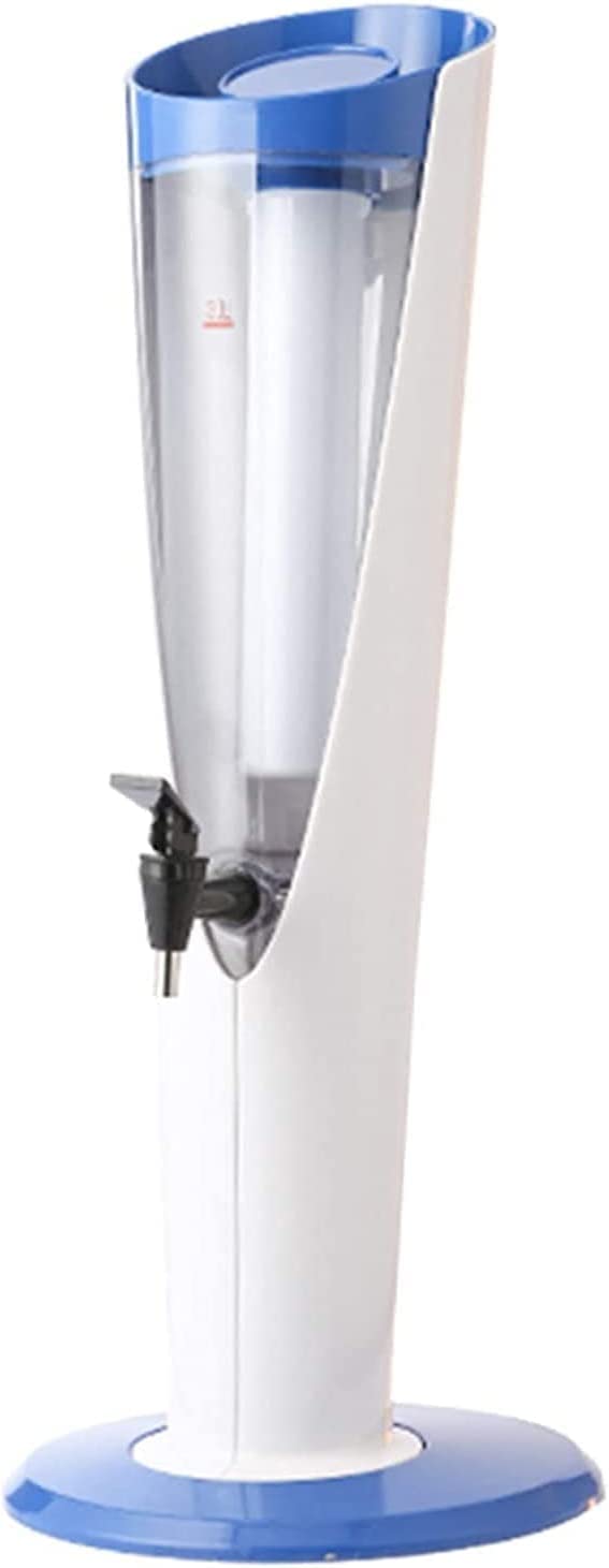 HCZKIUJY Beer Dispenser, 3L Transparent Beverage Tower Dispenser, Party Beer Dispenser, With Colored Lights And Detachable Ice Tube (Blue)