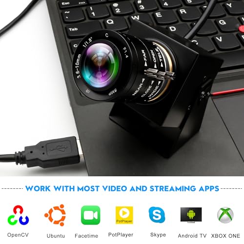 Image of 5MP Global Shutter USB Camera 1944P@50fps High-Speed Webcam with 3.6-10mm 3X Manual Zoom Lens Ideal for Lightburn, Motion Capture, Face Recognition & QR Code Scanning