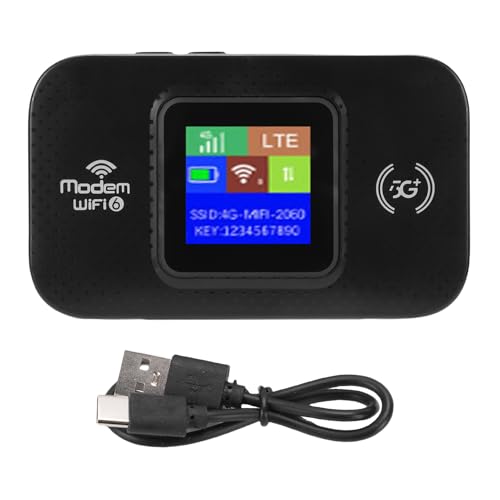 Enrutador de Punto de Acceso WiFi móvil 4G, WiFi LTE portátil con Ranura para Tarjeta SIM Dual, enrutador de Viaje de Alta Velocidad de 300 Mbps con Pantalla LED a Color, Plug and (Negra)