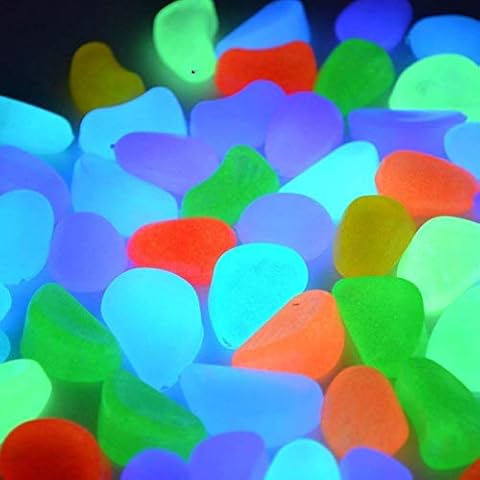 SPICOM 100pc Glow in The Dark Pebble Stones Luminous | Decorative Stones | For Fish Tank Garden Pathway Flower Pot Bed Shiny | MIX COLOURS (Multi) Cover