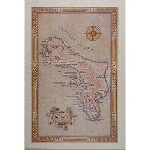 One Treasure Limited Antique Vintage Old World Caribbean Bonaire ABC Islands Map Cover