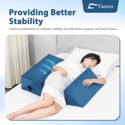 Image of Fanwer Positioning Wedge Pillow for Side Sleeping (3 in 1),23.6 inch,Lake Blue