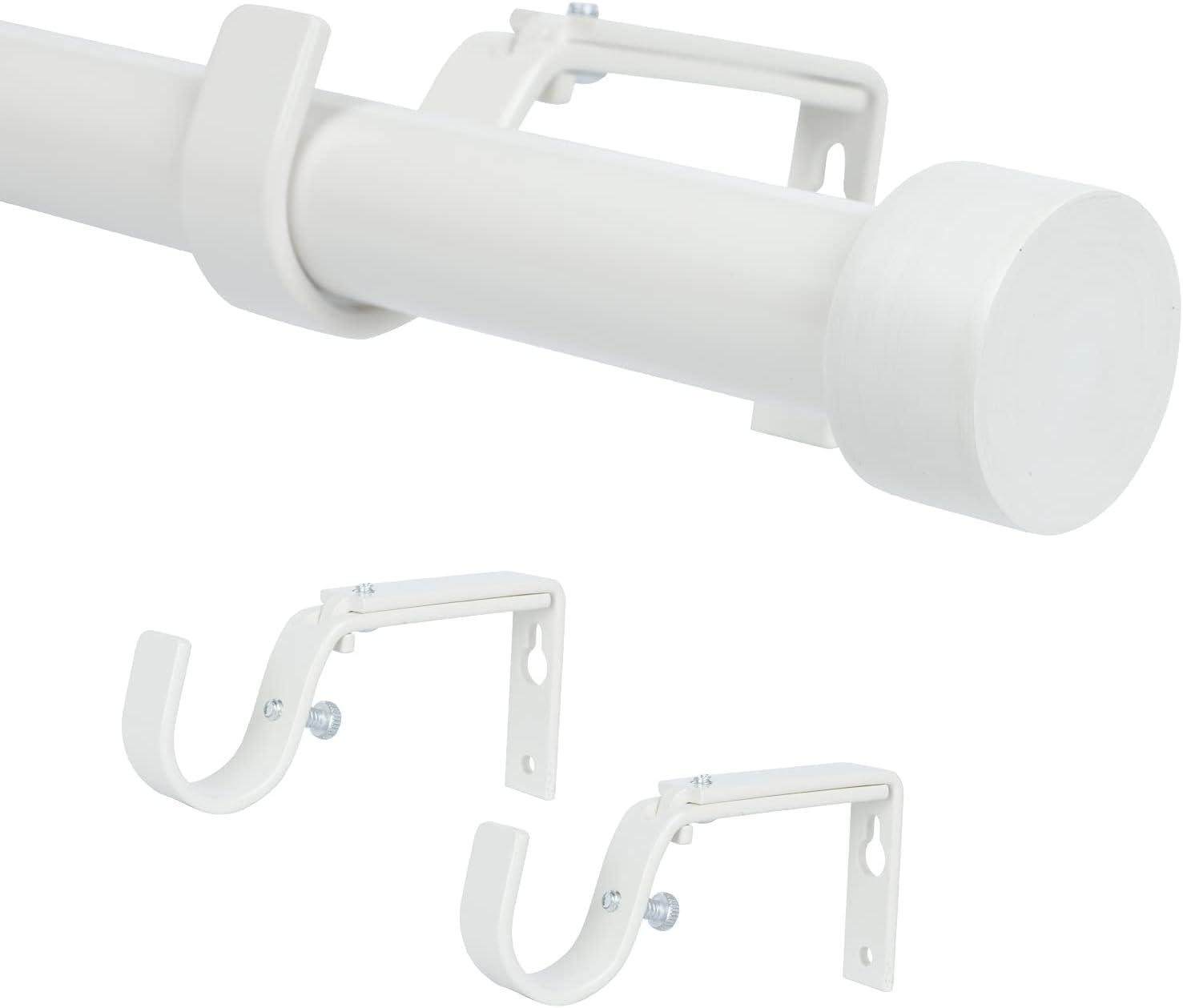 OLV 2 Pack White Curtain Rods for Window 28-48 inch, Adjustable Single Window Curtain Rods With End Cap Design Finials,Drapery Rods of Window Treatment,1 inch Diameter,Antique White,: Home Improvement