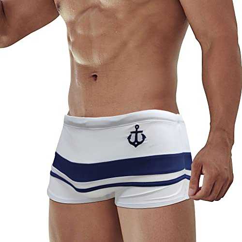 UXH Sexy Swimming Trunks Men's Boxer Swim Shorts Strips Surfing Bathing