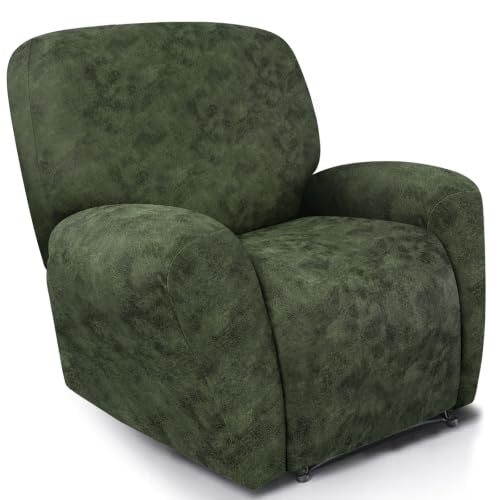 Image of ANARACHON Leather Like Recliner Chair Covers Heavy Duty, 4 Pieces Recliner Cover for Recliner Chair, Leather Cover for Recliner slipcovers Washable for Pets (03Tawny)