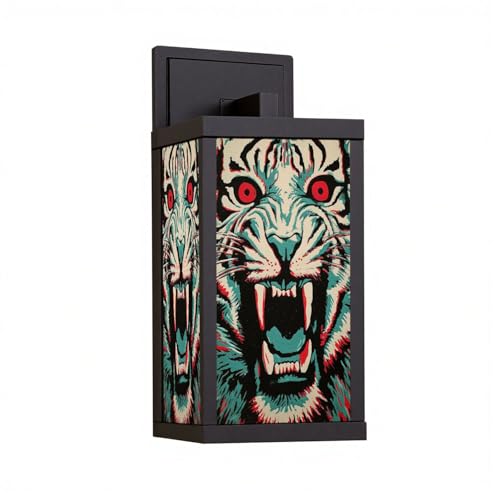 Outdoor Wall Light Fixtures Fierce Tiger Red Eyes Bold Graphic