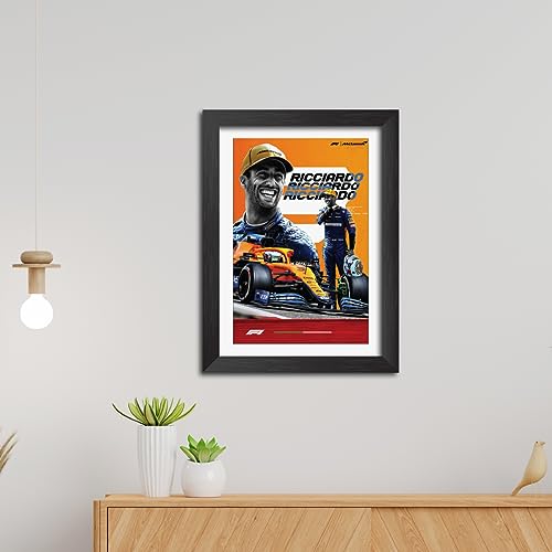 Image of TenorArts Daniel Ricciardo Poster F1 Driver Posters Formula One Photo Frame Painting with Matt Finish Black Texture (12 inches x 9inches)
