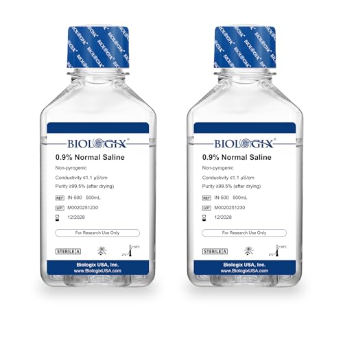 CryoKing 0.9% Normal Saline Solution 0.1m Filtration Sterilized Sodium Chloride Solution Ready-to-Use Buffer for Lab Research Only 500ml/Bottle 2 Bottles/Case (1000ml Total)