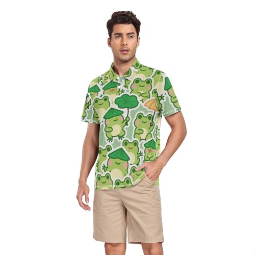 Polo de golf homme respirant à séchage rapide et motif grenouille cartoon