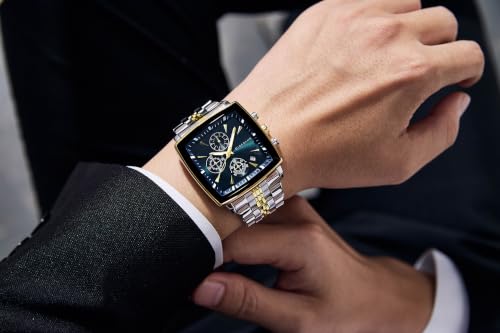 Image of Giordano Multi Function Watch for Men with Square Dial, Stainless Steel Strap and Date Display
