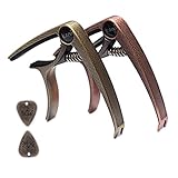 Ckiutn 2 Pack Guitar Capo, Zinc Metal Capo for Acoustic Electric Guitars Bass Ukulele Mandolin, Banjo, Guitar Accessories with Guitar Picks