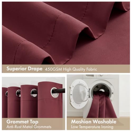 Image of MIULEE Burgundy Red 100% Blackout Curtains for Bedroom 40x45 Inch 2 Panels