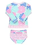 RuffleButts Baby/Toddler Girls Pastel Floral Long Sleeve UPF 50+ Rash Guard Bikini Swimsuit - 18-24m