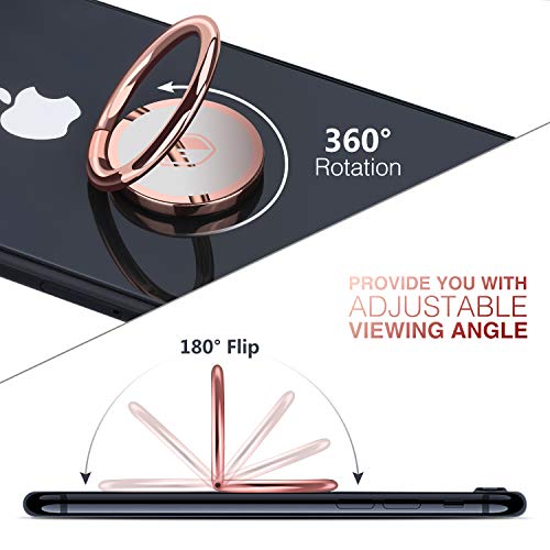 Phone Ring Holder Finger Kickstand - FITFORT 360° Rotation Metal Ring Grip for Magnetic Car Mount Compatible with All Smartphone-Rose Gold - Thumbnail 3