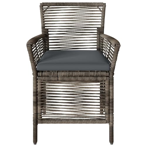 Chaises de jardin résistantes aux intempéries en polyrotin gris avec coussins