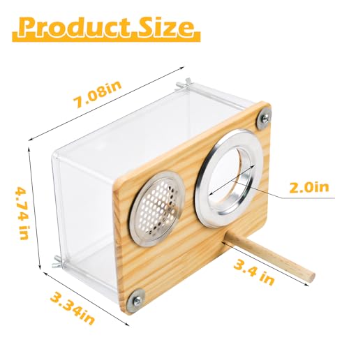 Image of Bird Nesting Box for Window,Transparent Parakeet Nest Breeding Box Parrot Breeding Mating Box Bird Nest Box House Cage Accessories with Wood Perch for Parakeet Budgie Conure Parrot