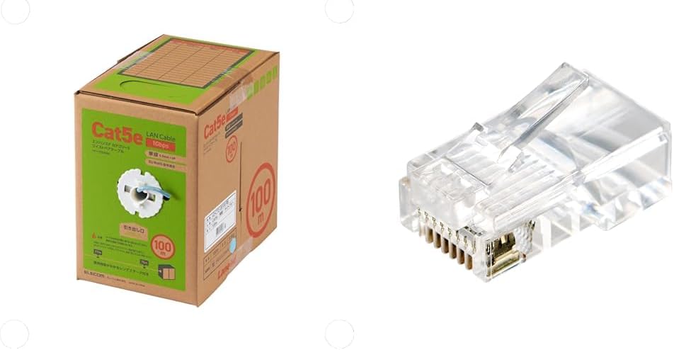 【コネクタ(100個)セット】 エレコム LANケーブル 300m 自作用 RoHS指令対応 CAT5e ライトブルー LD-CT2