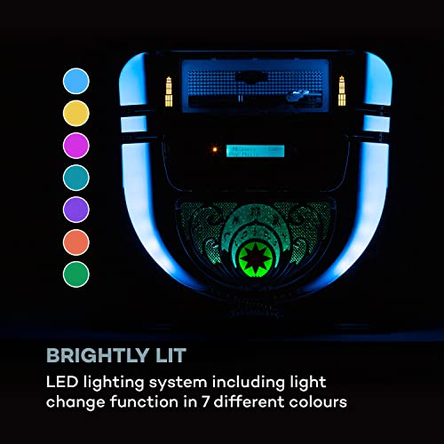 auna Graceland Mini Jukebox, Jukebox avec Tourne-Disque, Radio Dab+/FM, Jukebox rétro, Lecteur CD, LED - Les Beatles, Paul McCartney, John Lennon, RIngo Starr, George Harrison auna Graceland Mini Jukebox, Jukebox avec Tourne-Disque, Radio Dab+/FM, Jukebox rétro, Lecteur CD, LED – Image 7