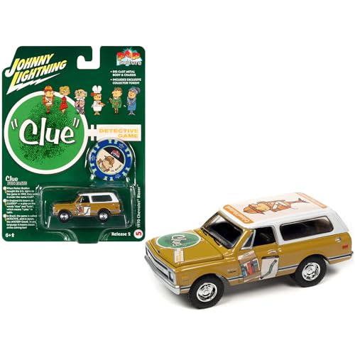 1970 Chevrolet Blazer Mustard Yellow con techo blanco modelo 1/64 miniatura 2