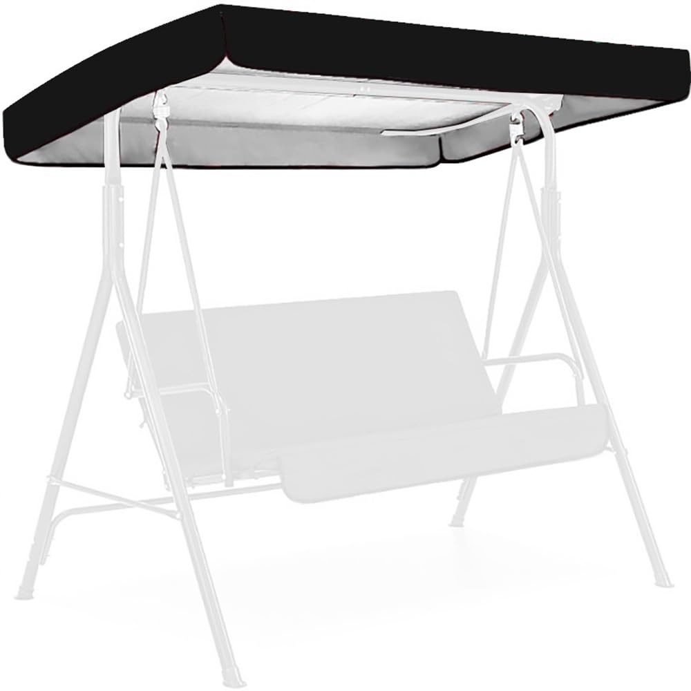 Baldacchino Di Ricambio Per Dondolo Da Giardino Copertura Per Altalena Hollywood 191x120x18cm Tessuto Oxford Rivestito In Argento 210D(Black,83x48x9in)