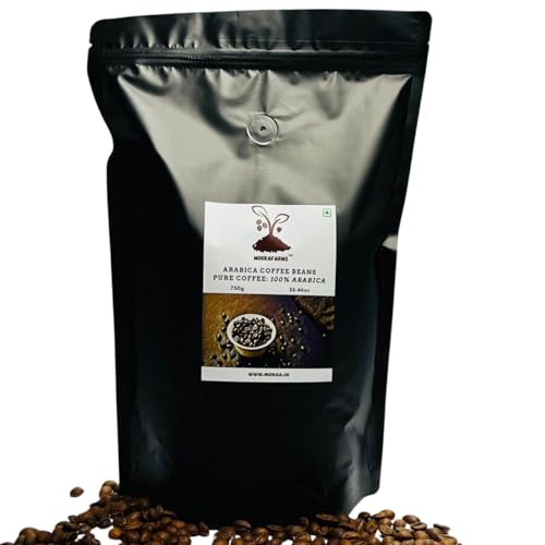 Image of MOKKAFARMS 100% Pure Arabica Roasted Coffee Beans 750 Gram | Dark Roast, Fresh Single Origin Coffee | Plantation A /Aa Bean | Rich Flavorful Aromatic | Farm To Fork | One Way Valve /Zip-Lock Bag