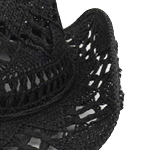 Sombrero de paja estilo vaquero negro miniatura 2