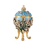 QIFU Faberge Egg Series Hand Painted Jewelry Trinket Box with Rich Enamel and Sparkling Rhinestones Unique Gift Home Decor Easter Day Collectible