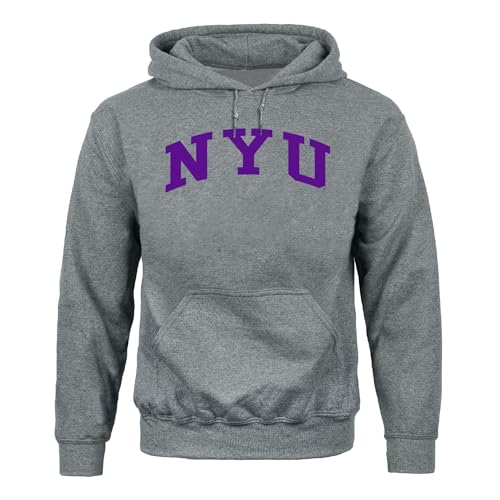 Barnesmith New York University NYU Violets Adult Unisex Hooded Sweatshirt Classic Charcoal Grey XX-Large