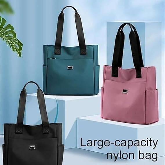 Large Capacity Water Repellent Multi Pocket Nylon Shoulder Bag with Zipper,Nylon Tote Bags for Work Travel3