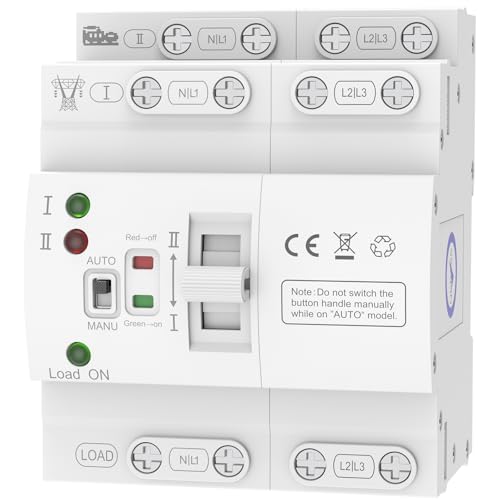 Automatic Transfer Switch 4P 63A 110V, Mini ATS Automatic/Manual DIN