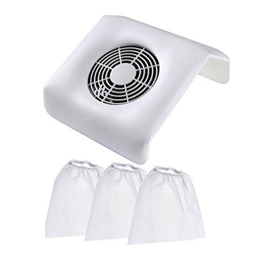 MAKARTT Nail Art Dust Suction Collector Vacuum Cleaner Soft Leather Mini Fan Air Machine with 3 bags