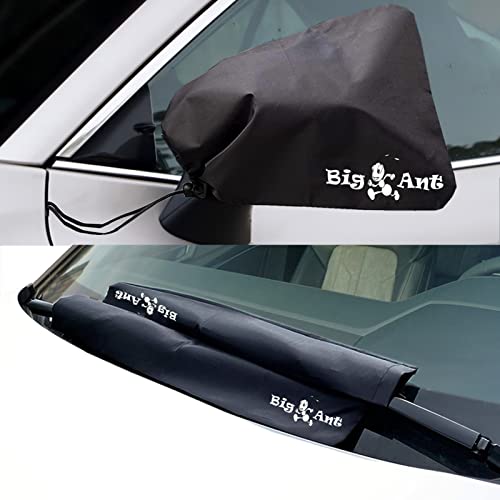 Big Ant Car Side Mirror Snow Covers + Windshield Wiper Snow Covers Set, Car Snow Cover Protect from Snow Ice Frost Rain - Fit for Cars, Trucks, Vans and SUVs