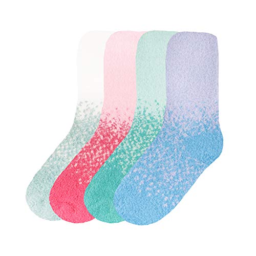 Image of BambooMN Women's Super Soft Fuzzy Socks, Polka Dot, Gradient, Snowflake, Featherlight Cuff - Assorted Colors