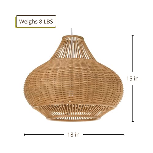 KOUBOO 1050029 Wicker Pear Pendant Lamp, 18" x 18" x 15", Natural - Image 2