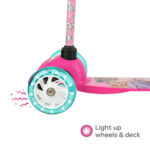 Barbie Self Balancing Kick Scooter With Light Up Wheels, Extra Wide Deck, 3 Wheel Platform, Foot Activated Brake, 75 Lbs Limit, Kids & Toddlers Girls Or Boys, For Ages 3 And Up #TOP2