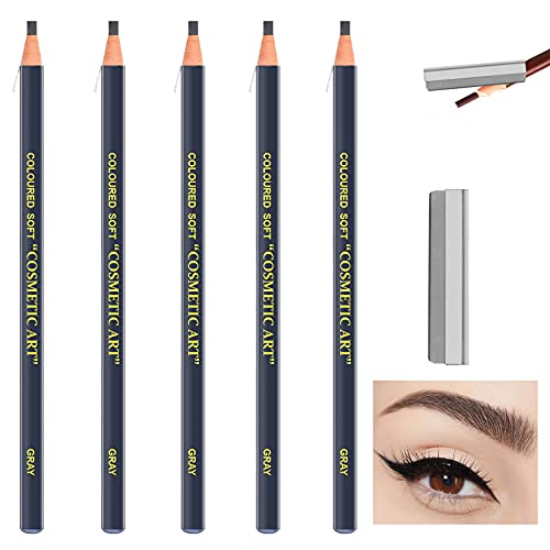 Beynest 5PCS Gray Eyebrow Pencil Microblading Supplies Kit Eyebrow Tattoo Pen Microblading Eyebrow Pen Waterproof and Long Lasting Brow Pencil Set for Natural Eyebrow Makeup