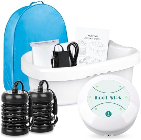 LeCuag Foot Spa Detox Machine with Portable Bag, Ionic Detox Foot Bath Machine Hydrogen Negative ion Foot Spa Tub with Foot Basin, 2 Arrays, 100 Liners