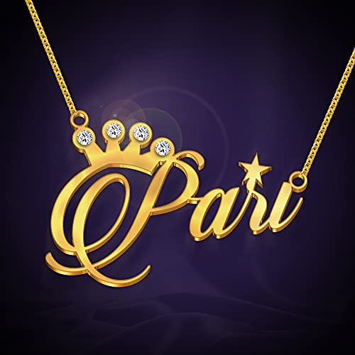 Image of Pari Cursive Gold & Silver Name Pendant Necklace, Best Jewelry Gift for Girls.