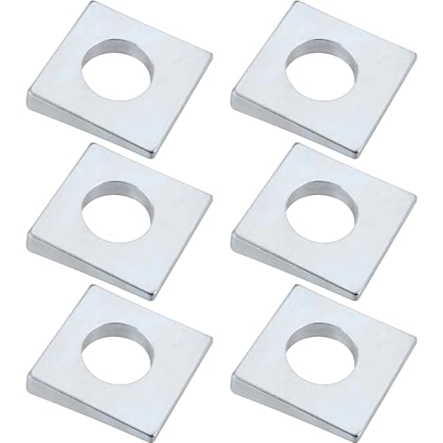 DC,CLISENCE 6 Pcs 1/2' Beveled Square Washers, 1-1/8' x 1-1/8' Plain Carbon Steel Galvanized Wedge Shaped...
