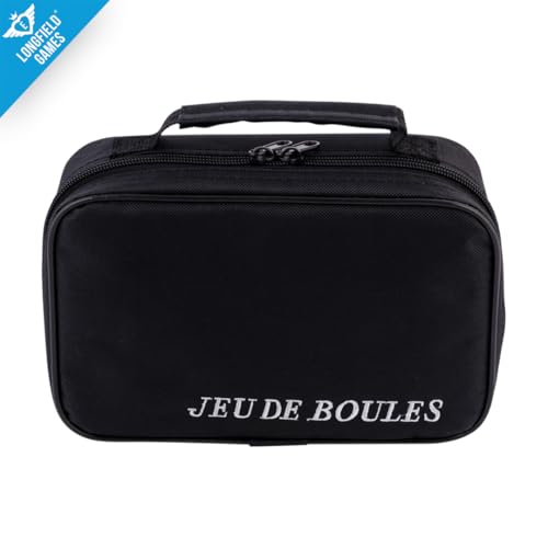 Engelhart - 010207 - Boules-Spiel 2 x 3 Schwarze und Graue - 74 mm - Triplette - Pétanque-Spiel - 6 Boules Pétanque, Nylon-Tasche, Maßband, Cochonnet - 2 Spieler - Ab 6 Jahren
