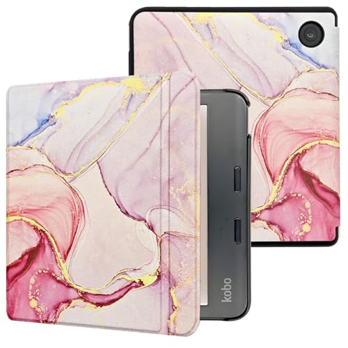 Caweet Funda para Kobo Libra Colour (Modelo: N428, Lanzamiento 2024), Cubierta de Piel de PU Ultra Liviana con función de Encendido/Apagado automático, Mármol Soñador