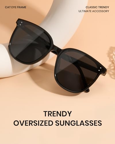 Cyxus Oversized Cat Eye Sunglasses for Women Polarized Lens UV Protection for Beach Music Festivals Shopping 19024