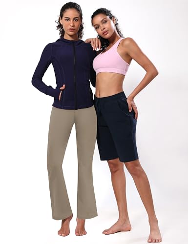 Image of BUBBLELIME 29 inch /31 inch /33 inch /35 inch /37 inch 3 Styles Women's High Waist Bootcut Yoga Pants Basic /Side Pockets Tummy Control Workout Flared