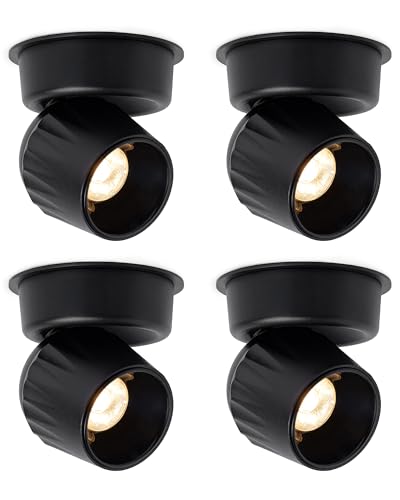 Image of LED Indoor Ceiling Spotlight, Hardwired Directional Dimmable Fixture | Modern LED Spot Light Indoor, 350 Rotation, Surface Mount Accent Light for Picture Painting Living Room Bedroom, White 4Pcs