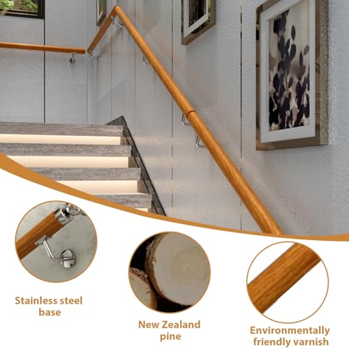 Rambarde d'escalier en pin et acier inoxydable durable et élégant