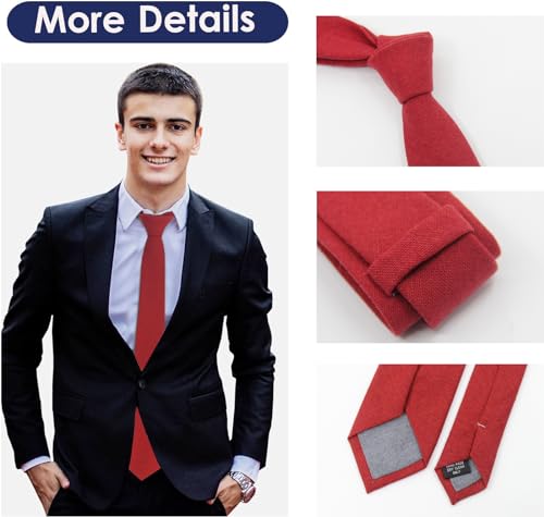 Image of Mantieqingway Mens Skinny Ties,2.56 inch Cotton Neckties Striped Plaid Ties for Groom Groomsmen Wedding Party Christmas