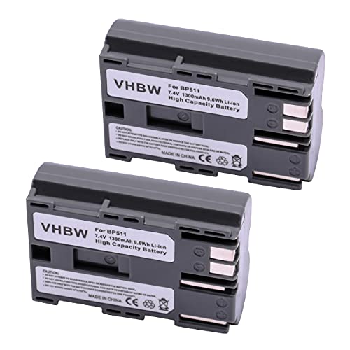 2x batteria compatibile con Canon EOS D30 D60 D20 5D 10D 300D 50D 1D 40D D10 20D 30D fotocamera 1300mAh 7.2V Li-Ion