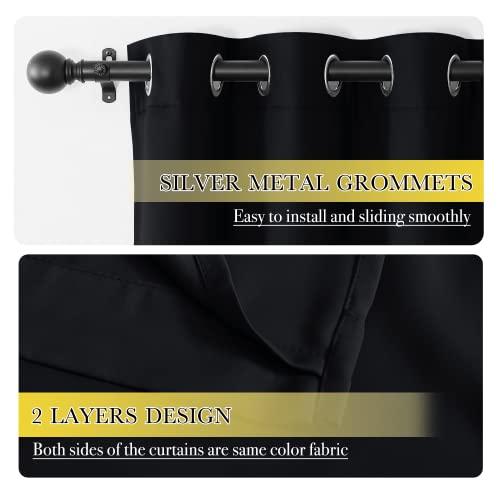 Image of NICETOWN 100% Blackout Curtains 45 inches Length, 2 Thick Layers Completely Blackout Window Treatment Thermal Insulated Lined Drapes for Kitchen Window (Jet Black, 2 Panels, W52 inches Each Panel)