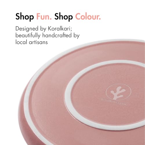 Image of Ceramic Dinner Plates, 2 Pcs | Rim Plate for Easy Eating | Microwave, Oven, Dishwasher Safe | Set of 2 Ceramic Plates for Dinner | Handmade | (Flamingo Pink, Dinner Plate)